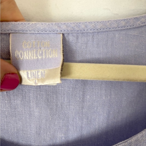 Purple Sleeveless linen Dress with Starfish Embroidery LARGE - Picture 3 of 8